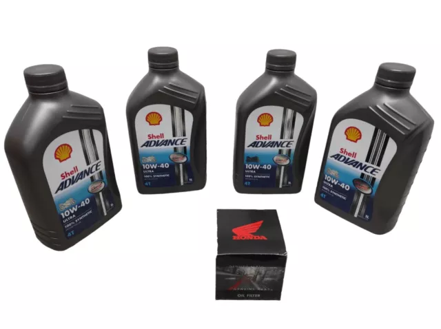 4 Lt Huile Shell Advance Ultra 4t 10w40 + Filtre Original Honda CBR CB CBF XRV