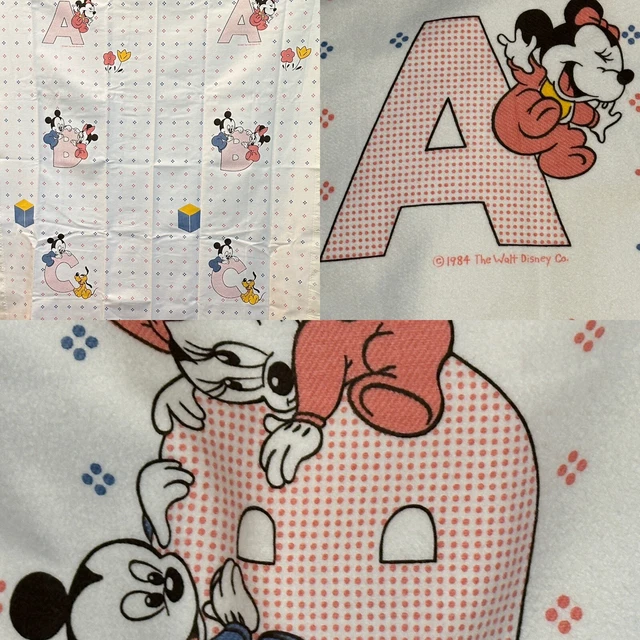 80S VTG DISNEY Babies receiving blankets Mickey Minnie Mouse DUNDEE ABC
