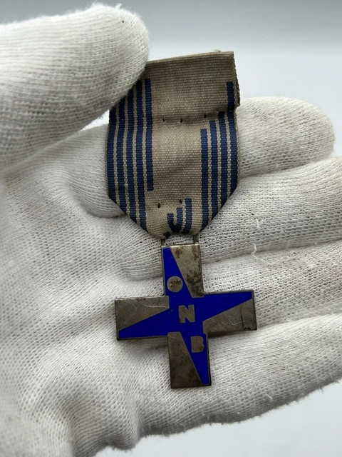 Croce Onb  Modello Piccolo In Argento 800 Smalto Blu