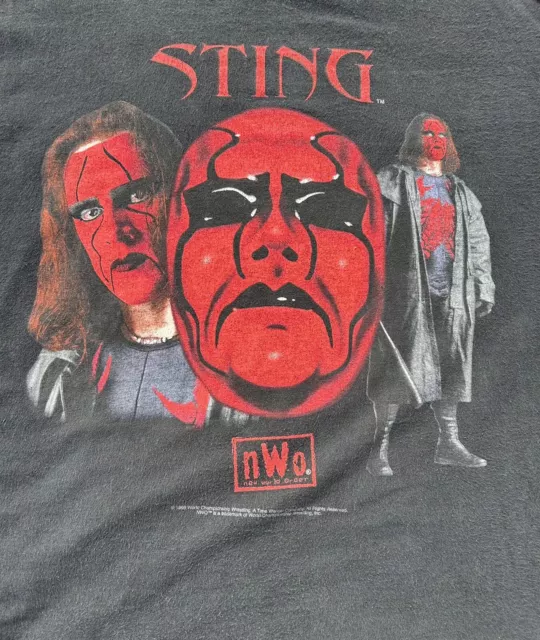 Vintage 1998 Sting Big Face T-Shirt Mens Large 100% Cotton Wrestling WCW NWO WWE