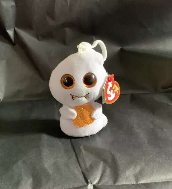 Schlüsselanhänger Ty Beanie Boos Babys SCREAM Ghost Plüschtier Halloween Kürbis neu mit Etikett 2017