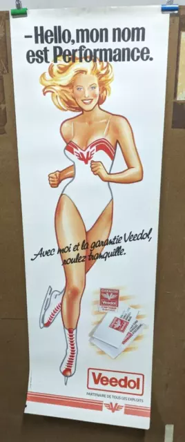 Affiche Pub Ancienne Huile Veedol Pin Up Patinage 1979