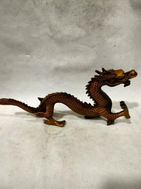 Old Tibet Chinese Copper Handmade Exquisite Dragon Statue