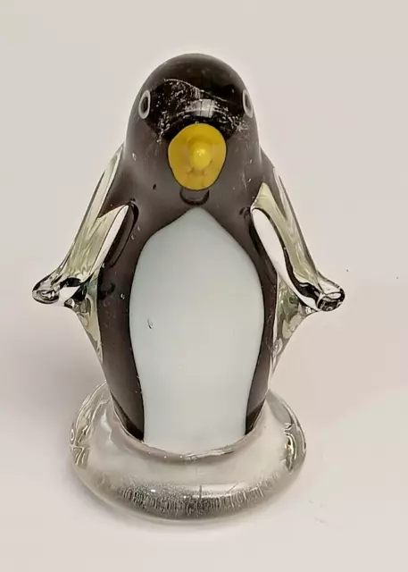 Vintage Hand Blown Art Glass Penguin Statue Figurine (4'')