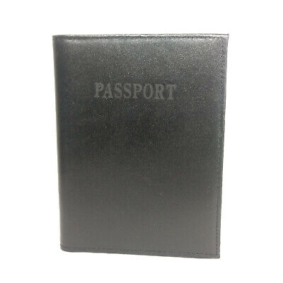 Passport Genuine Leather Black Small Bifold Organizer Folder ID Holder