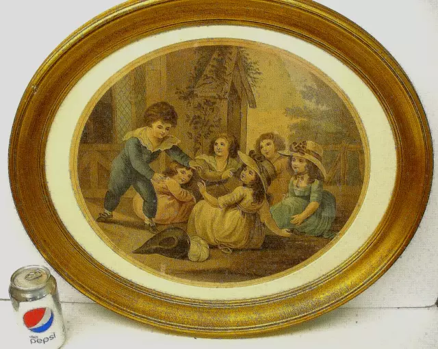 ANTIQUE ORIGINAL 1787 HAND TINTED ART ENGRAVING by BARTOLOZZI "HUNT THE SLIPPER"