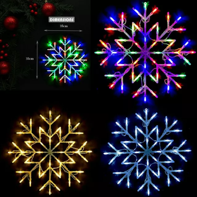 50 LED Snowflake Star Window Hanging Wall Light Christmas Silhouette Xmas Lights