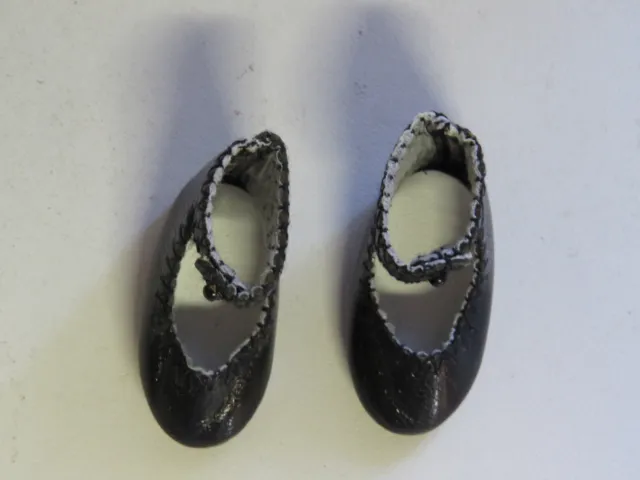 Chaussures cuir  "Bleuette" 42/19   Classique   noir    pour poupées anciennes