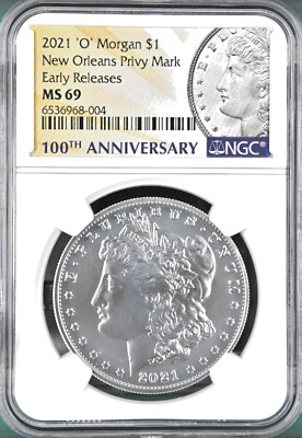 In hand 2021 O mark Morgan Dollar NGC MS69 Early Releases 21xd new orleans
