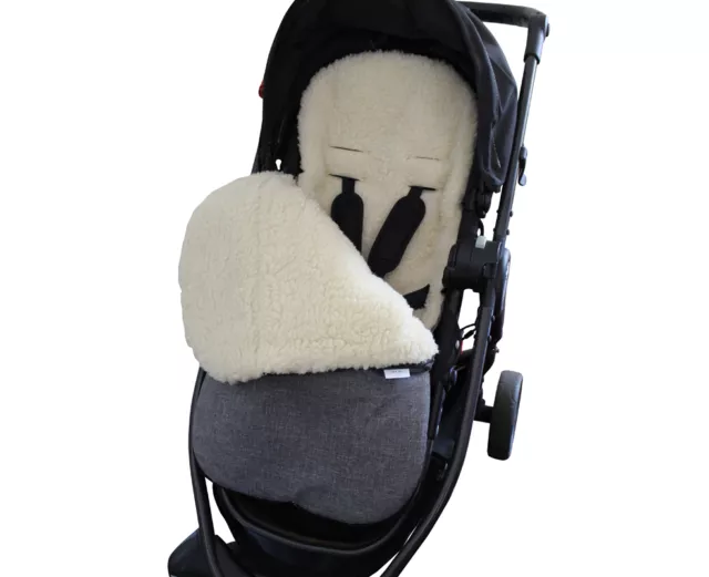 Grey Melange GOOSEBERRY FOOTMUFF PRAM STROLLER SEAT LINER Lambs Wool Universal