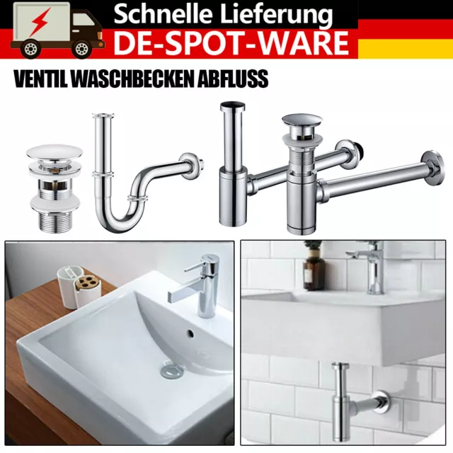 Röhrensiphon stahl verchromt Röhrensifon Siphon Sifon Waschbecken Ablauf Neu