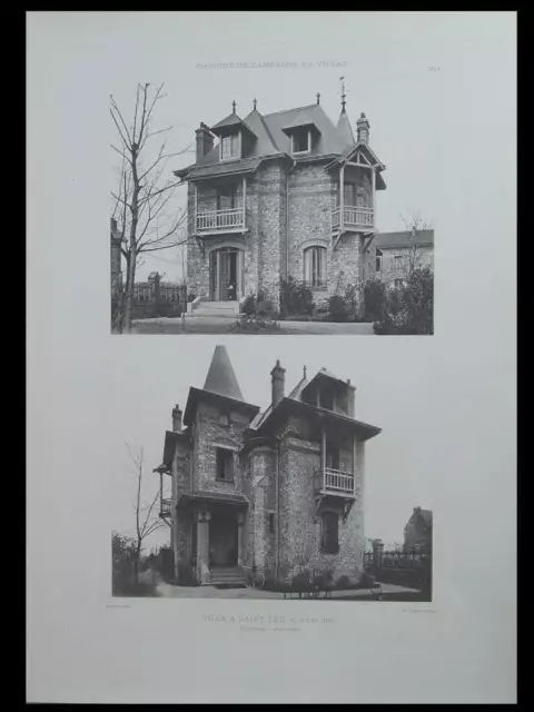 Saint Leu La Foret, Villa - 1889 - 2 Large Architecture Boards - Genuine