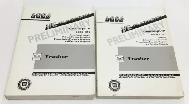 1996 Geo Tracker Preliminary Factory Original Service Repair Manual Book