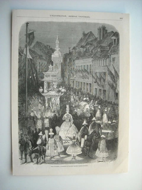 Gravure 1866. Fetes D’auxerre, A L’occasion Concours Regional, Par P. Blanchard.