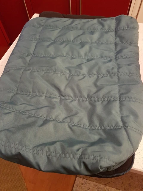 Genuine Mamas and Papas foot muff / cosy toes in a dark teal green. double zips