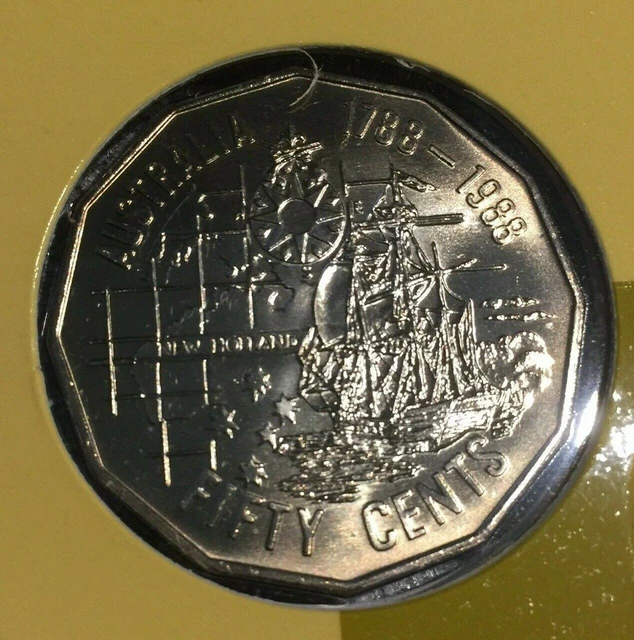 1988 AUSTRALIAN FIFTY cent 50c coin FIRST FLEET TALL SHIPS UNC ex mint set 1.52 PicClick