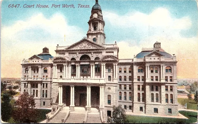 Postcard TX View of the Court House Fort Worth Texas Vintage For FW Woolworth B2