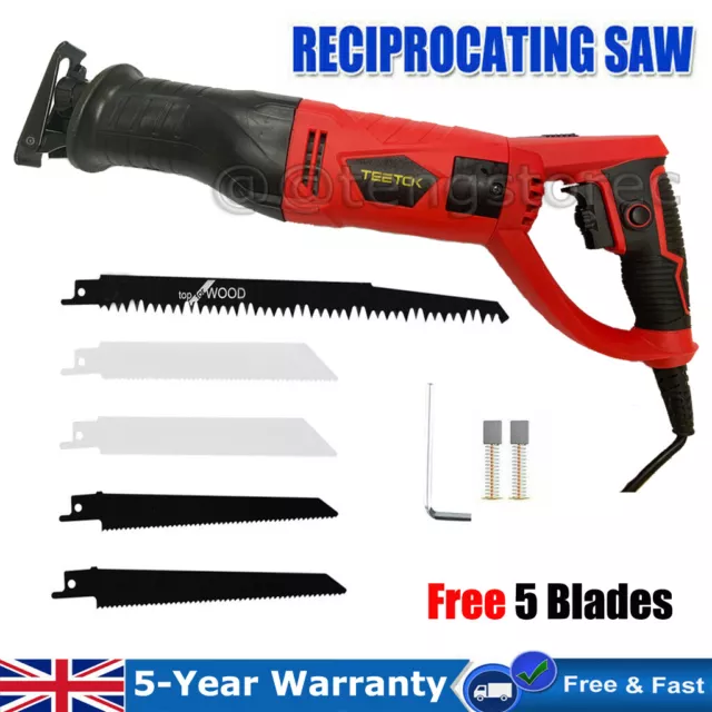 Heavy Duty Electric Reciprocating Saw 5 Blade Wood Metal Cutting Recip Hand Held