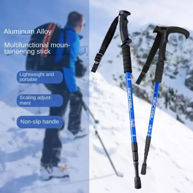 Folding Climbing Stick 3 Sections Walking Hiking Stick Ultralight Trekking Pole