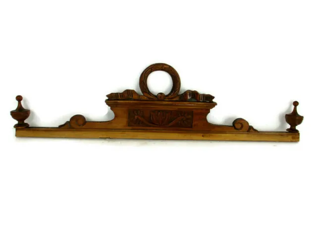 Hand Carved Wood French Pediment Guirlande Ornate Over door Architectural