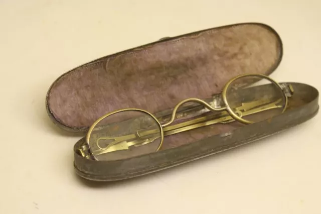 Antique Eyeglasses 19th Century Brass Silding Temples Glasses Vintage 1800s