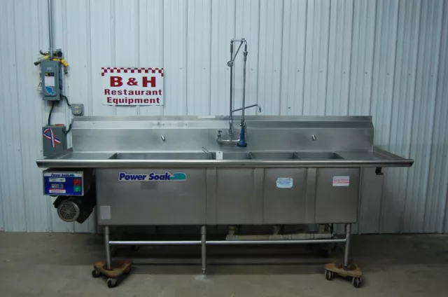 Power Soak Systems 110" Pot Pan Scrubbing Sink w/ 3 Bowls - Three Compartments