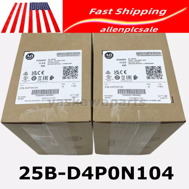 In Stock US AB 25B-D4P0N104 PowerFlex 525 AC Drive 480V 2.0HP NEW Factory Sealed