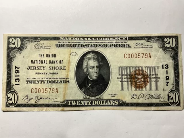 2 Consecutive Serial Number National Currency Union NB Jersey Shore PA 579 & 580