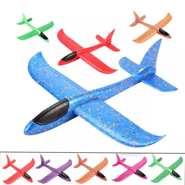 Large Strong Foam Glider Stunt Plane Kids 48cm Hand Thrown Outdoor Garden Toy 2x