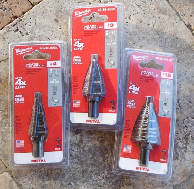 🌟🎈 Milwaukee Step Drill Bit #1 OR #4 OR # 9 48-89-9209 OR #12 48-89-9212 🌟