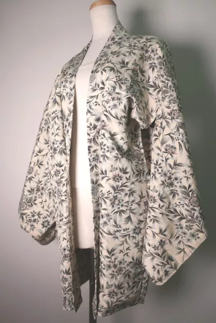 8670H4 Silk Vintage Japanese Kimono Haori Jacket Flower