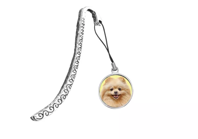 Pomeranian Dog codez5 DOME on a Pattern Bookmark with Cord Book