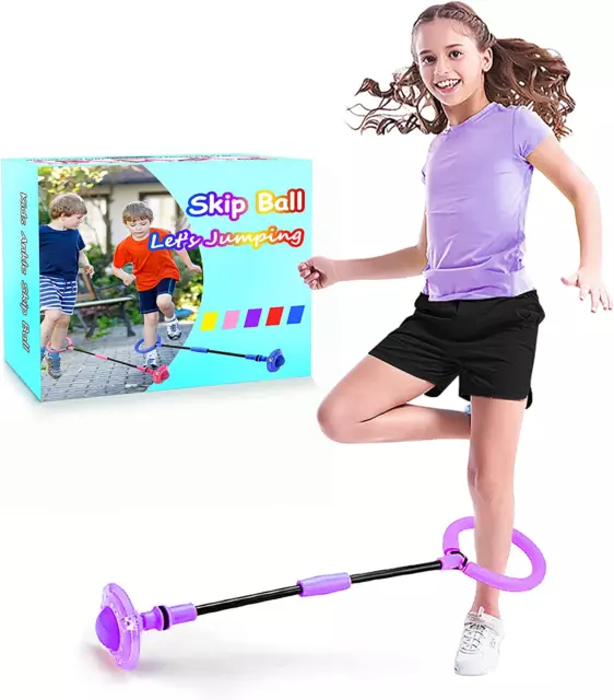 BEBJUIL Kids Skip Ball,Foldable Ankle Skip It Ball Flashing Jumping Ring Colorfu