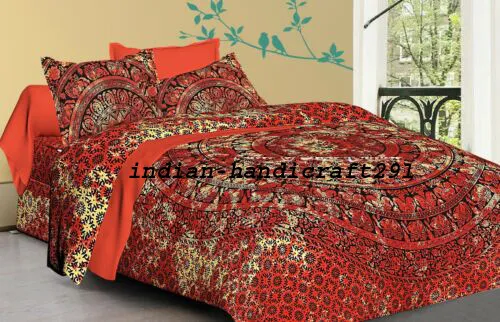 Bohemian Indian Mandala Bedding Quilt Duvet Cover Queen Size Comforter Set Green