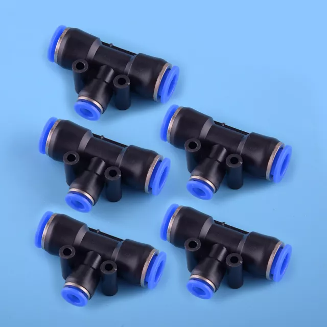 5pcs Pneumatic Reduced Tee Union Push In Fitting Tube 3/8" 10mm To 1/4" 6mm