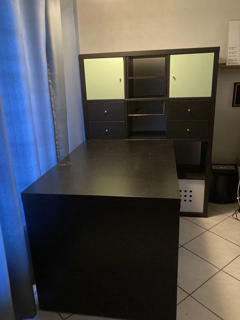 Used IKEA Desk Expedit Model With Bookshelf Doors Crates Drawers