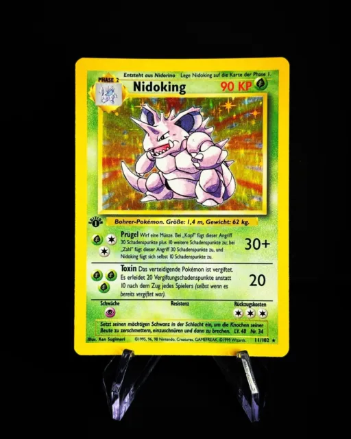 Pokemon Karte Nidoking 11/102 1. Edition Base Set Basis Near Mint 1999 Holo 🔥