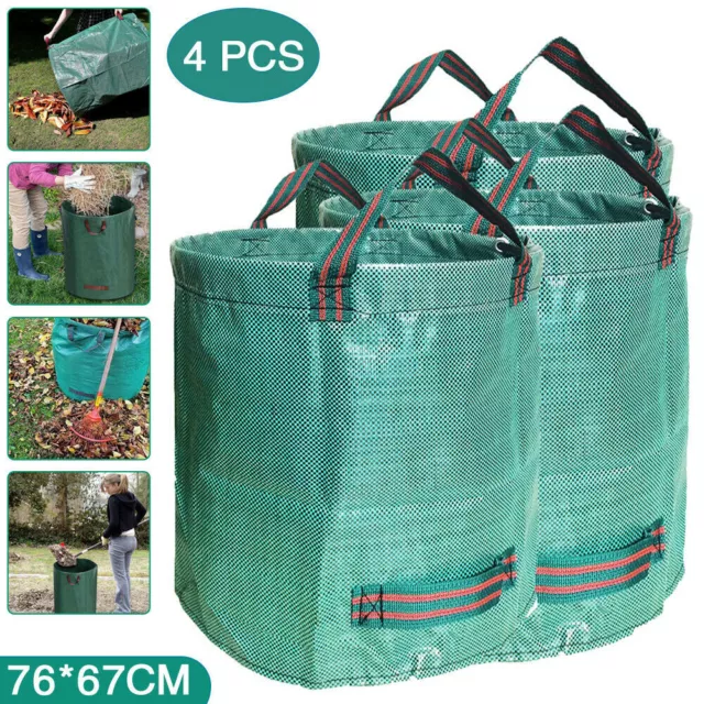 8x 272L Large Garden Waste Bag Leaf Rubbish Plant Grass Sack Reusable Carry Pack