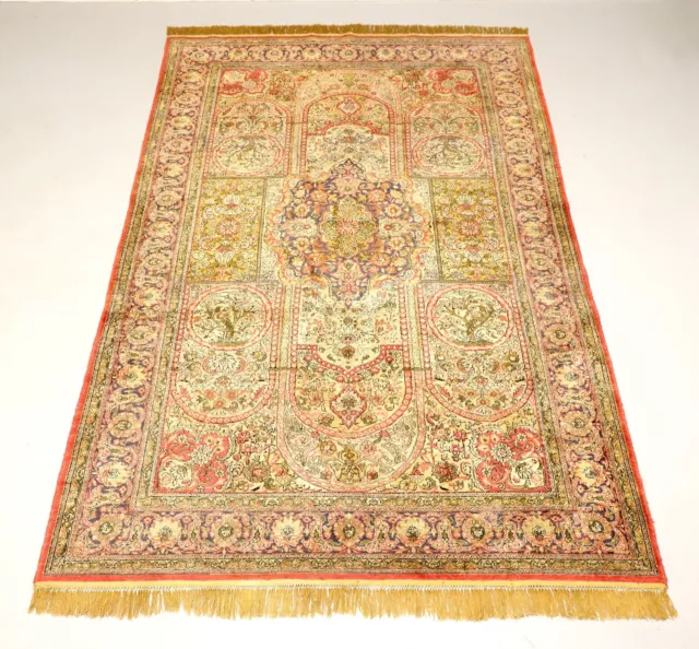 Late 20th Century Fine Hand-Knotted Silk Oriental 5 x 9 Area Rug