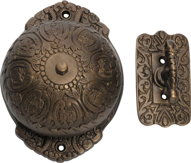 Bell Ringer Handle Replacement ANTIQUE BRASS ORNATE manual door bell with turn handle,door ringer,TH ...