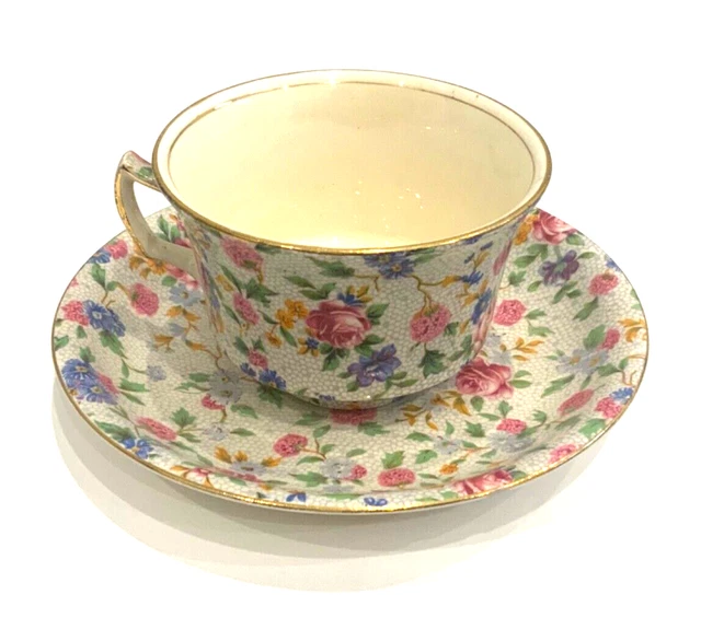 ROYAL WINTON GRIMWADES OLD COTTAGE CHINTZ TEACUP & SAUCER  Floral Roses