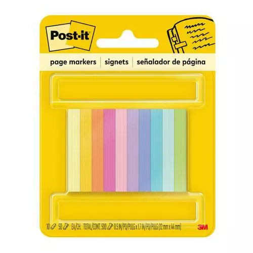 3M 70007065058 Post-it Page Markers 670-10AB 13x43mm Assorted, Pack of 10