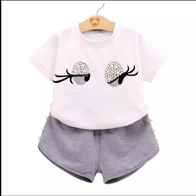 Baby Girls Pearl Lovely Long Eyelashes Outfits Clothes UK