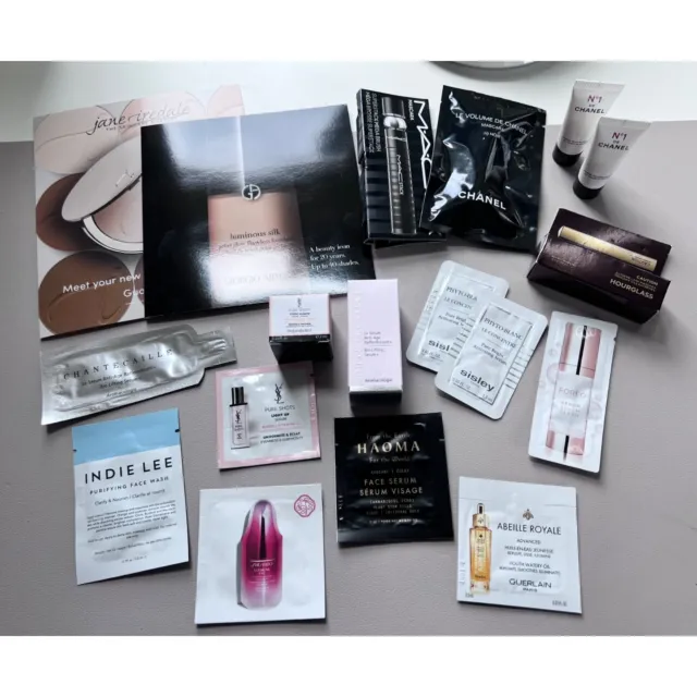 18pc Skincare/Makeup samples Chanel, Mac, Chantecaille, YSL. Serum/Cream/Mascara