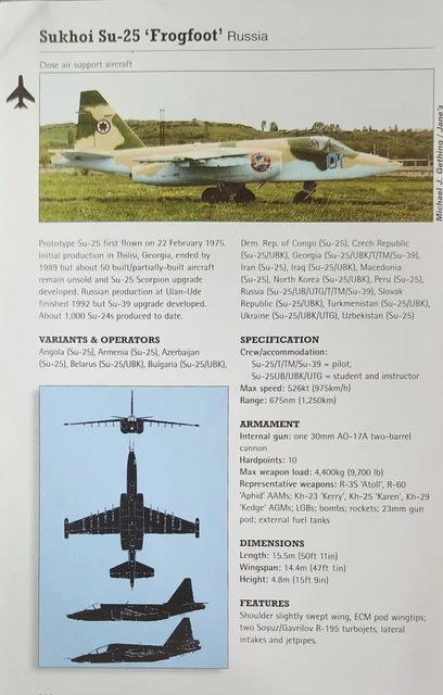 Su 25 Rear SUKHOI SU-25 SU 25 Frogfoot Picture Original Vtg Aircraft Article ...