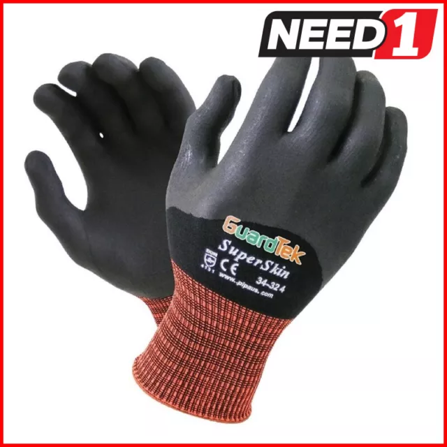 12 Pairs x GUARDTEK SuperSkin Half Coat Gloves | 34-324HC