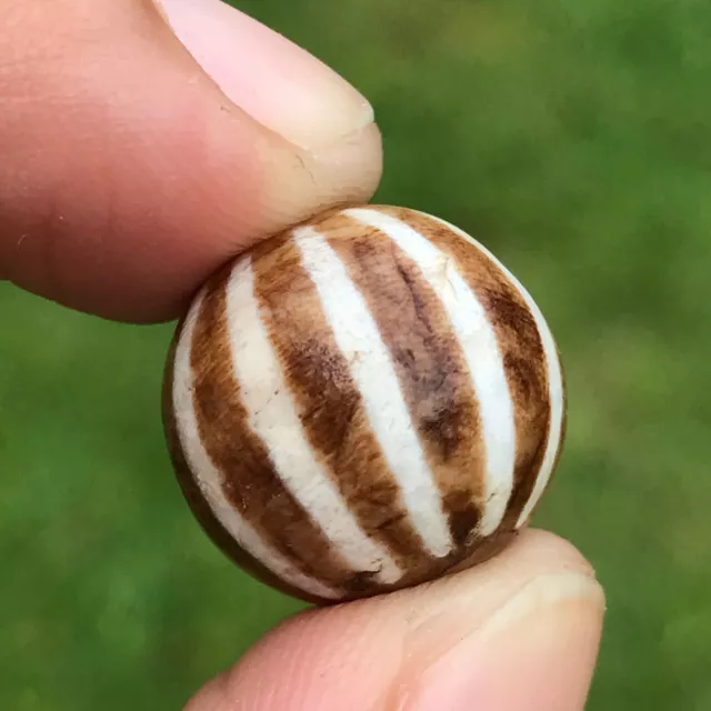 Rare Ancient Pumtek Pyu Bead 12 Stripe 15X15Mm #B157