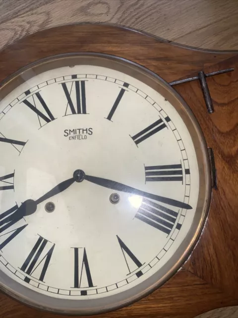 Smiths Enfield Clock Vintage Wall Mounted Pendulum With Chimes School Clock 2
