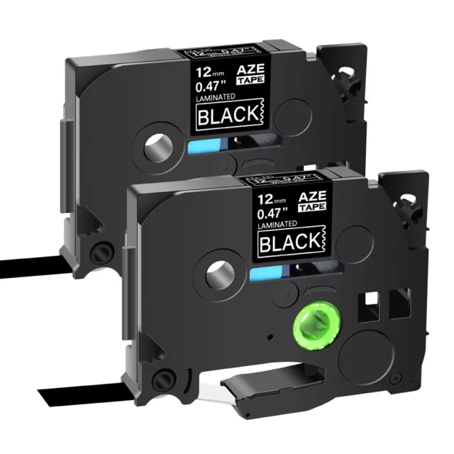 2PK TZ-335 TZe-335 White on Black Label Tape For Brother P-Touch PT-7100 12mm 8m