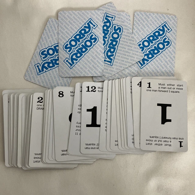 SORRY BOARD GAME CARDS ONLY Complete Set 45 Cards, Replacement Pieces